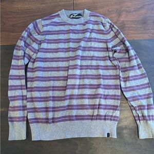 Alpinestars Purple and Gray Striped Crewneck Sweater